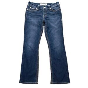 BKE Harper Bootcut Jean Women 33x30.5, Tag 30x31.5 Blue Stretch Thick Stitch